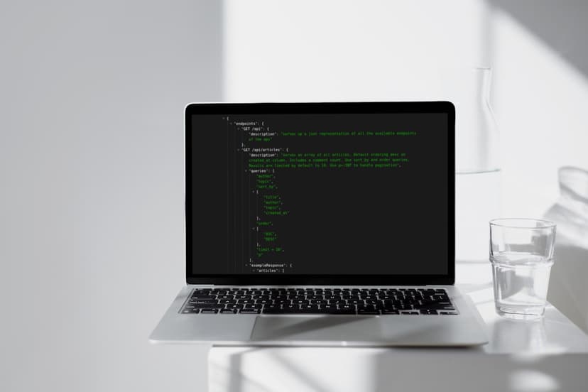 Screen shot of the API JSON response of the example project.