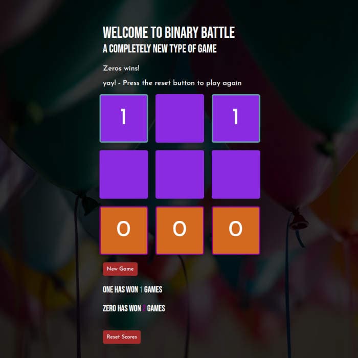 A screenshot of a phone with binary battle game.